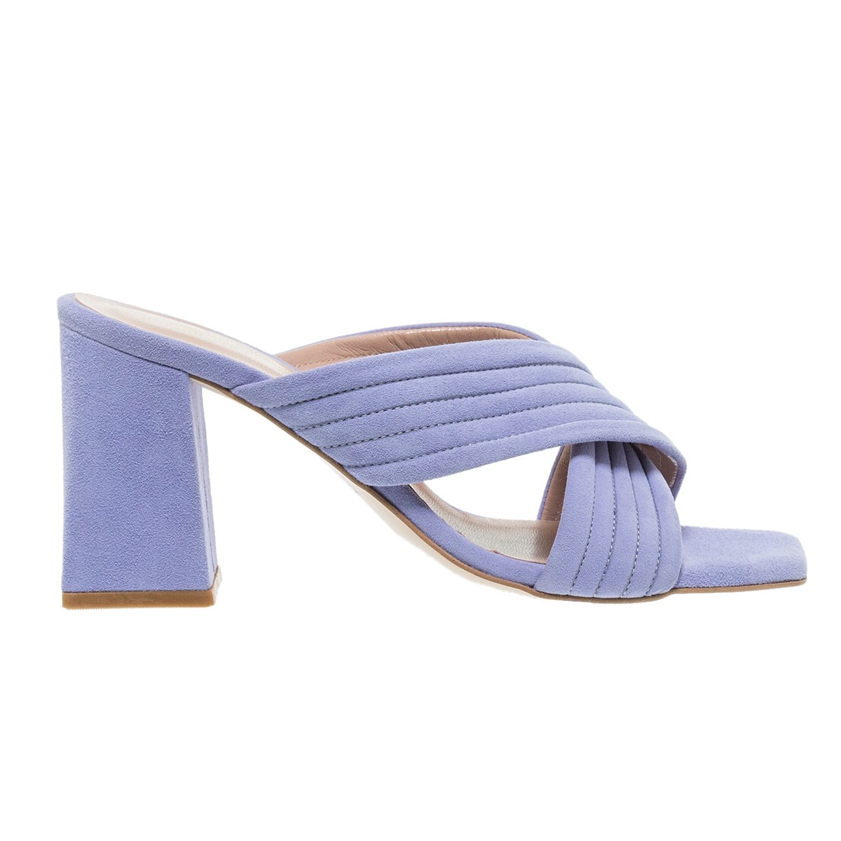 MOURTZI BLUE BELL SUEDE MULES