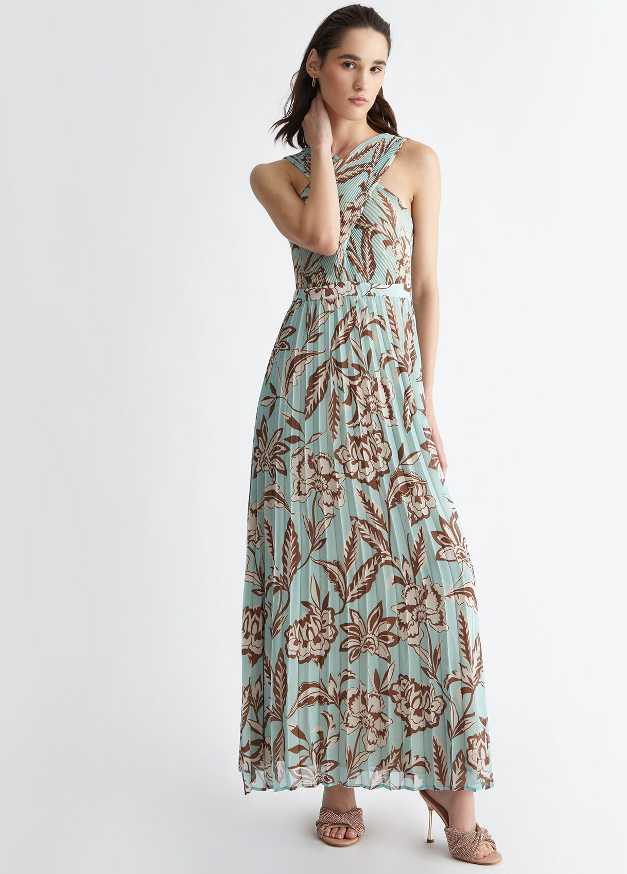 Floral πλισέ φόρεμα