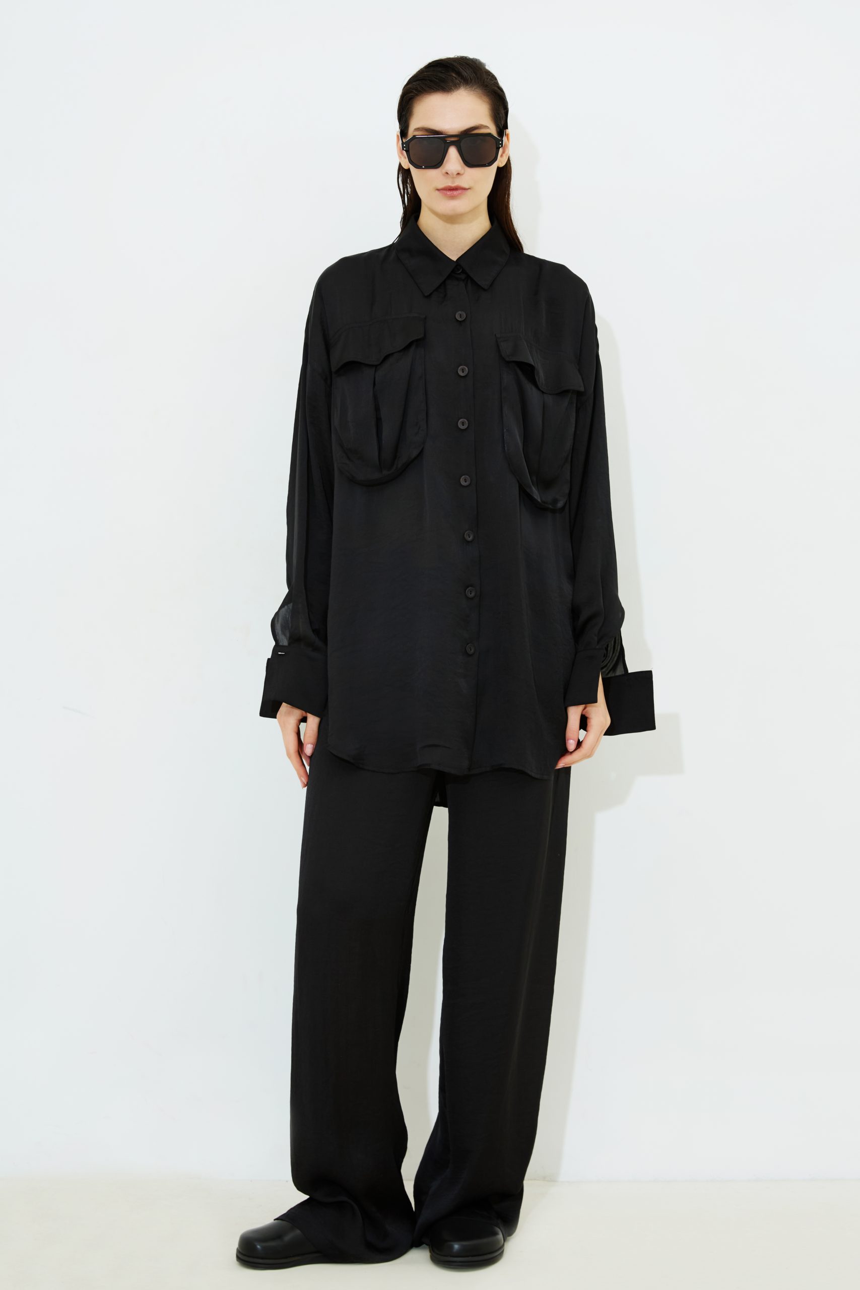 Tessa Oversize σατέν πουκάμισο