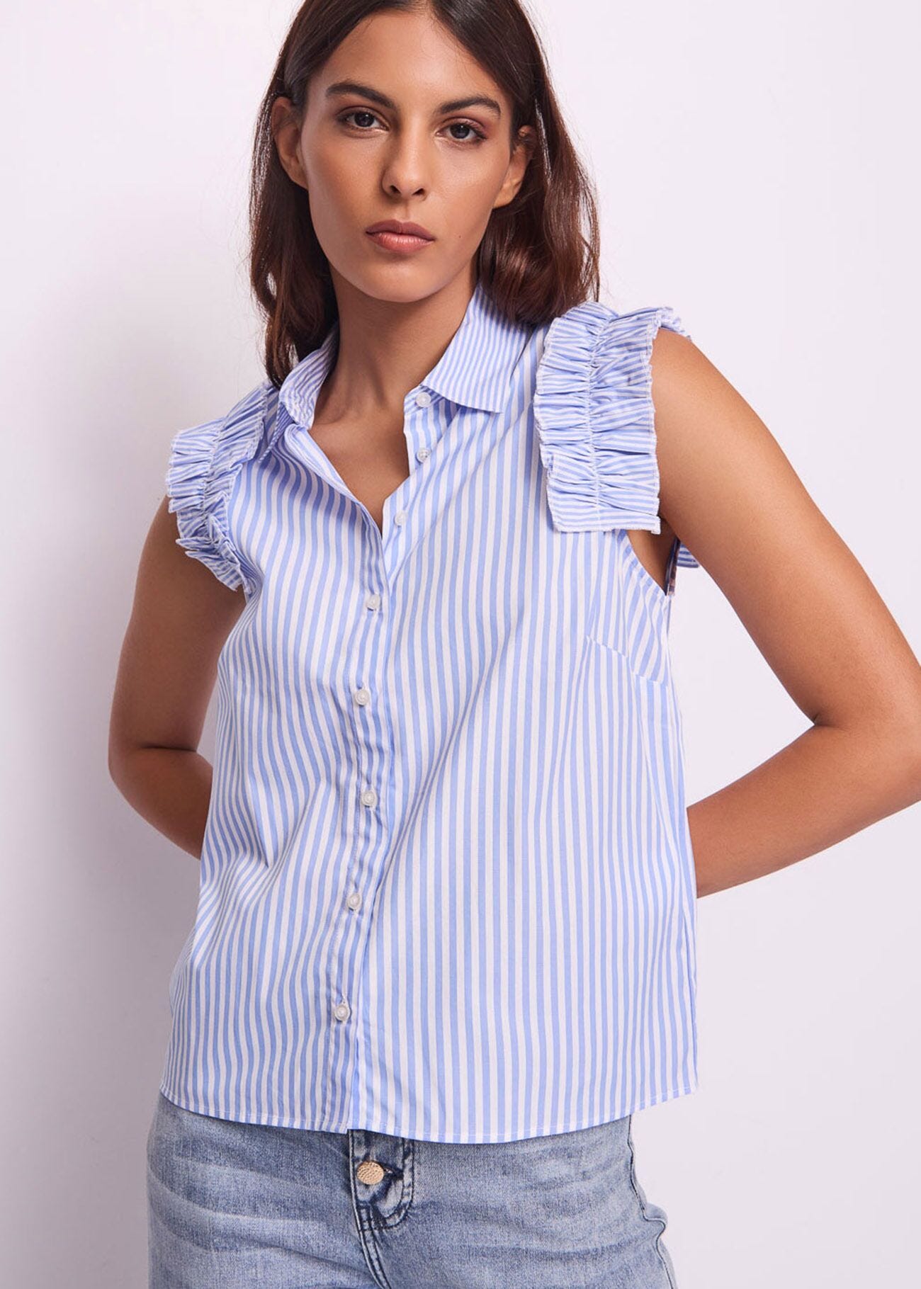 Women\'s ριγέ βαμβακερό πουκάμισο Gaudì