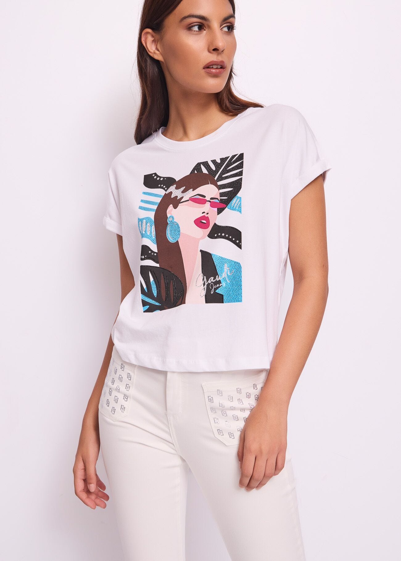 Women\'s Λευκό βαμβακερό T-shirt Gaudì