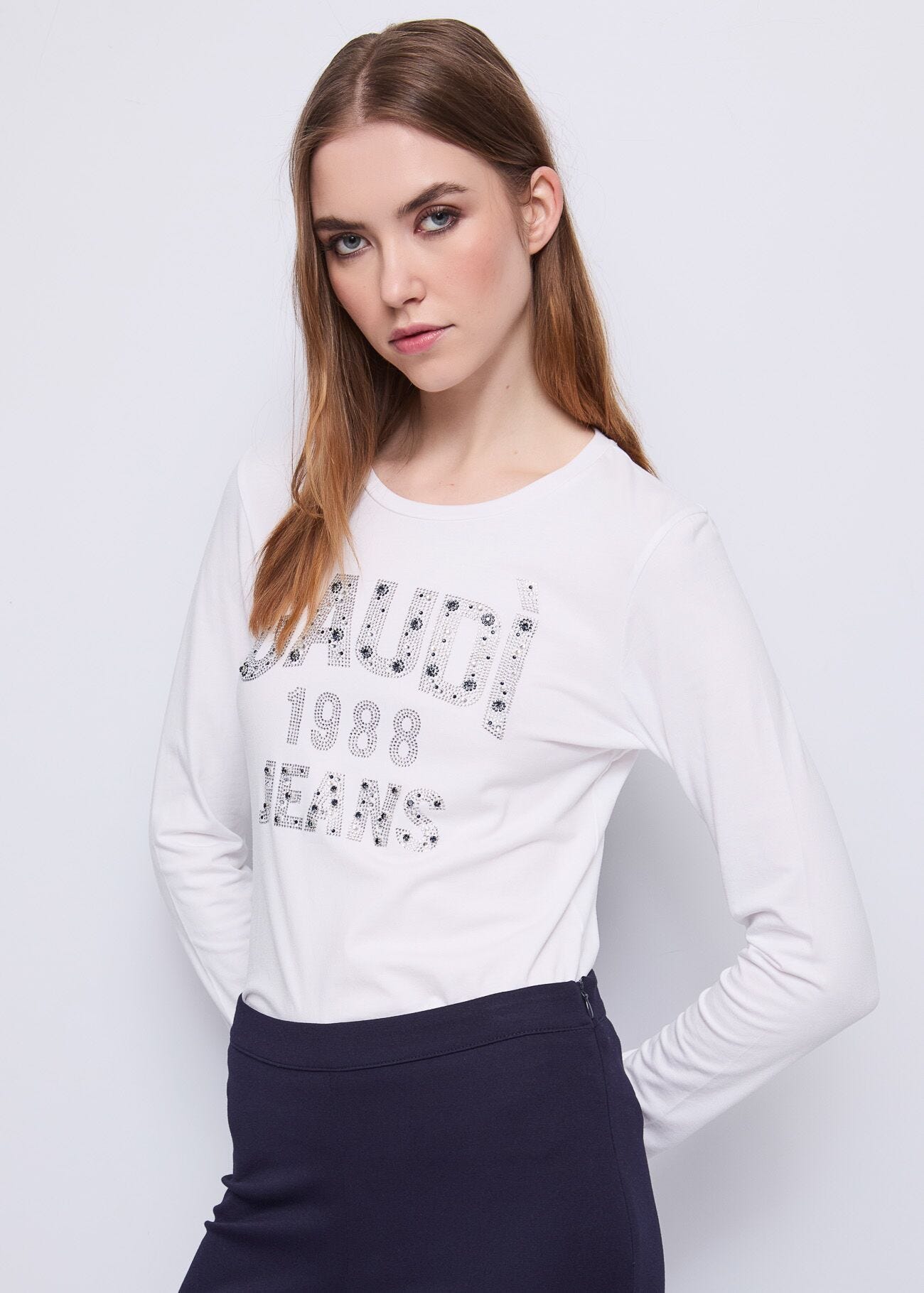 Λευκό  T-shirt με παγέτα Gaudì