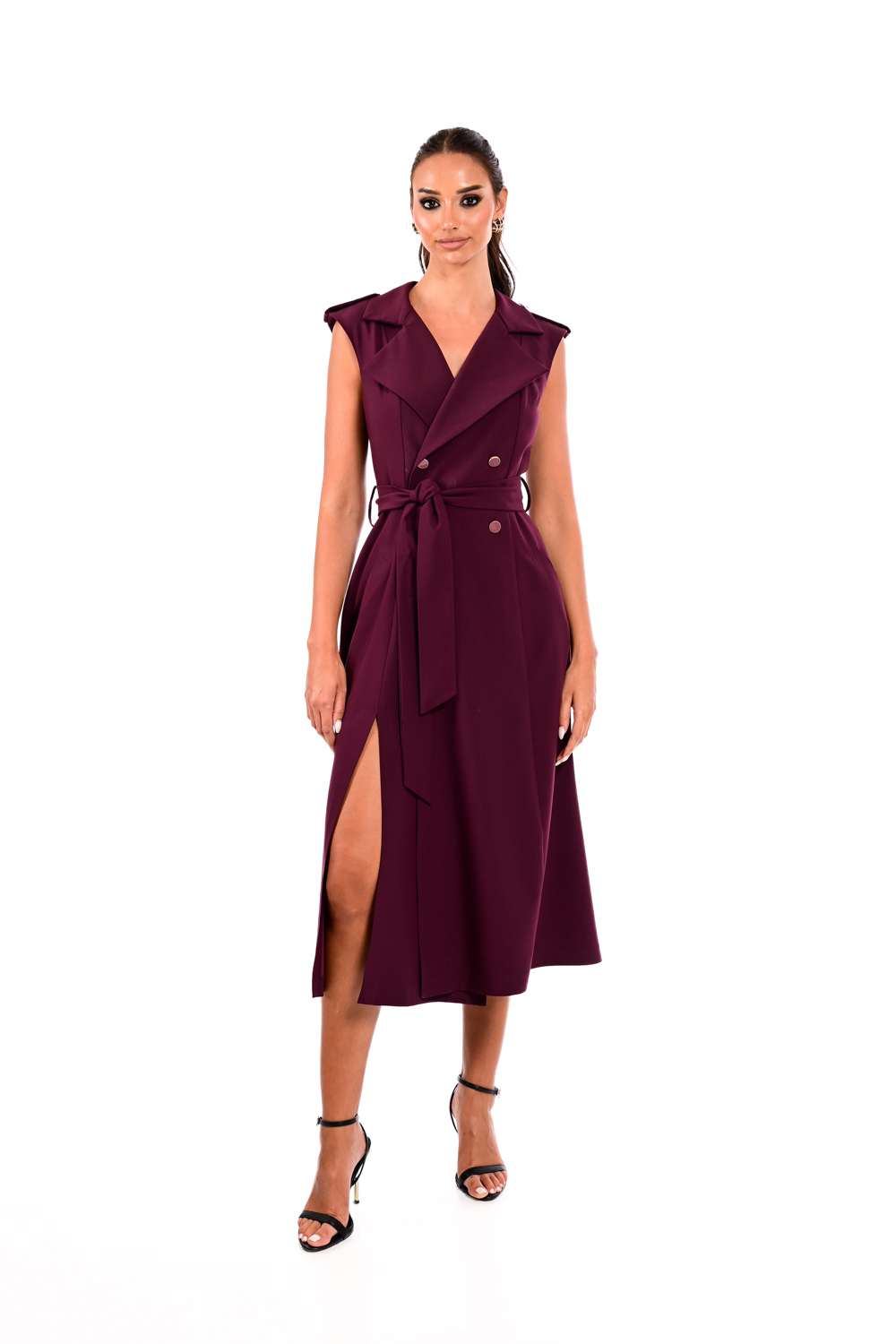 Midi Φόρεμα Blazer Style με ζώνη