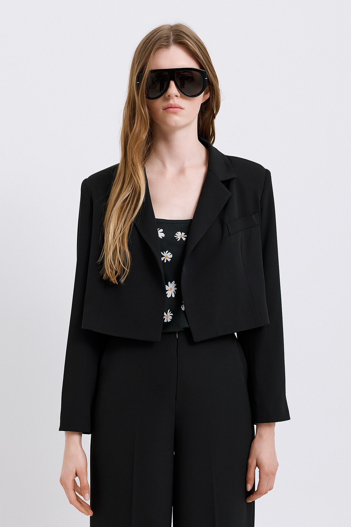 Marisha Crepe Crop Blazer