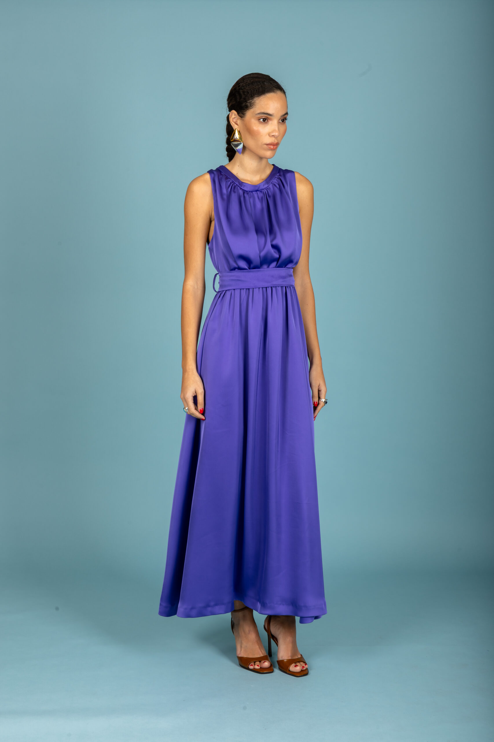 Manuel satin dress (Purple)
