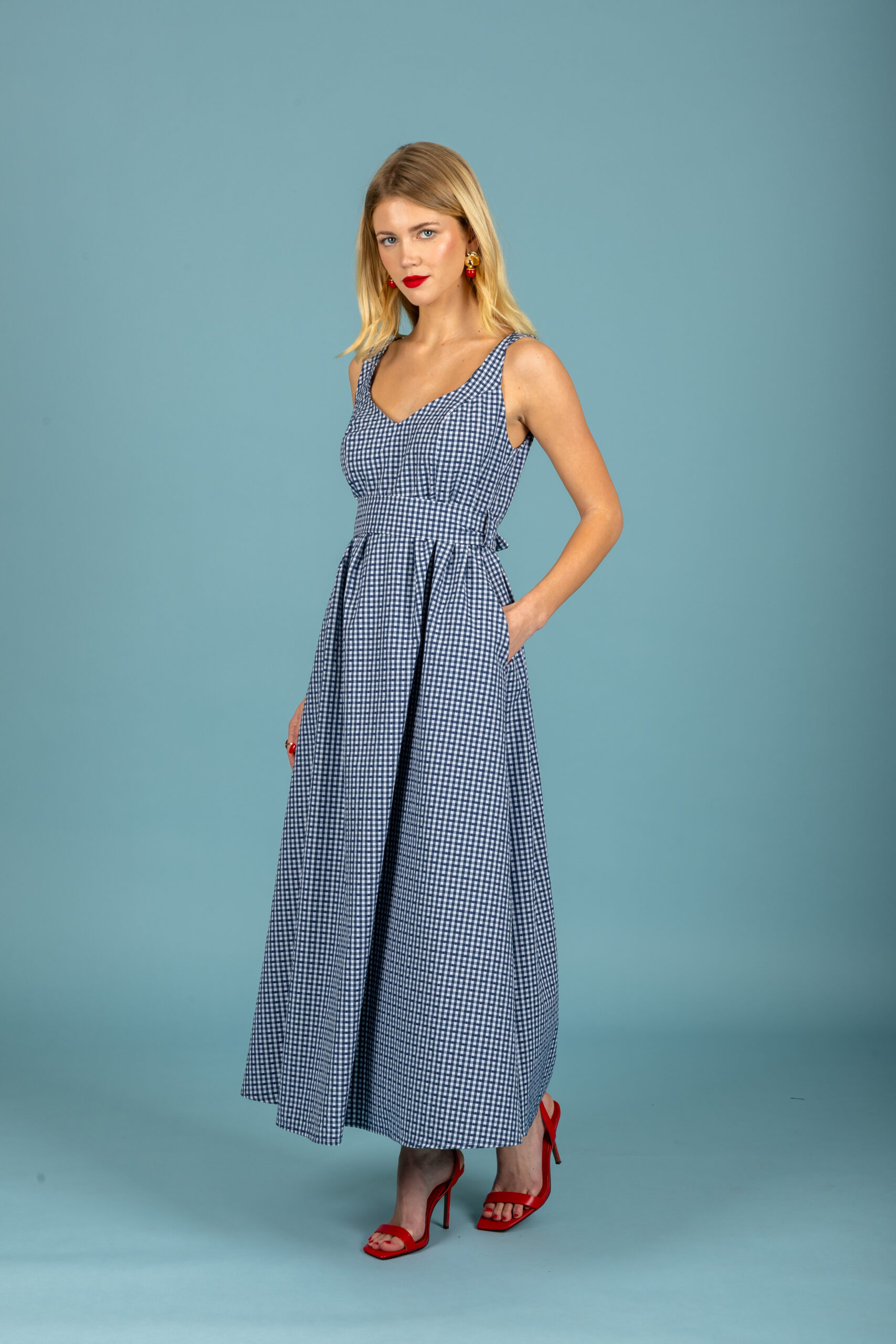 Aelia poplin dress (Blue)