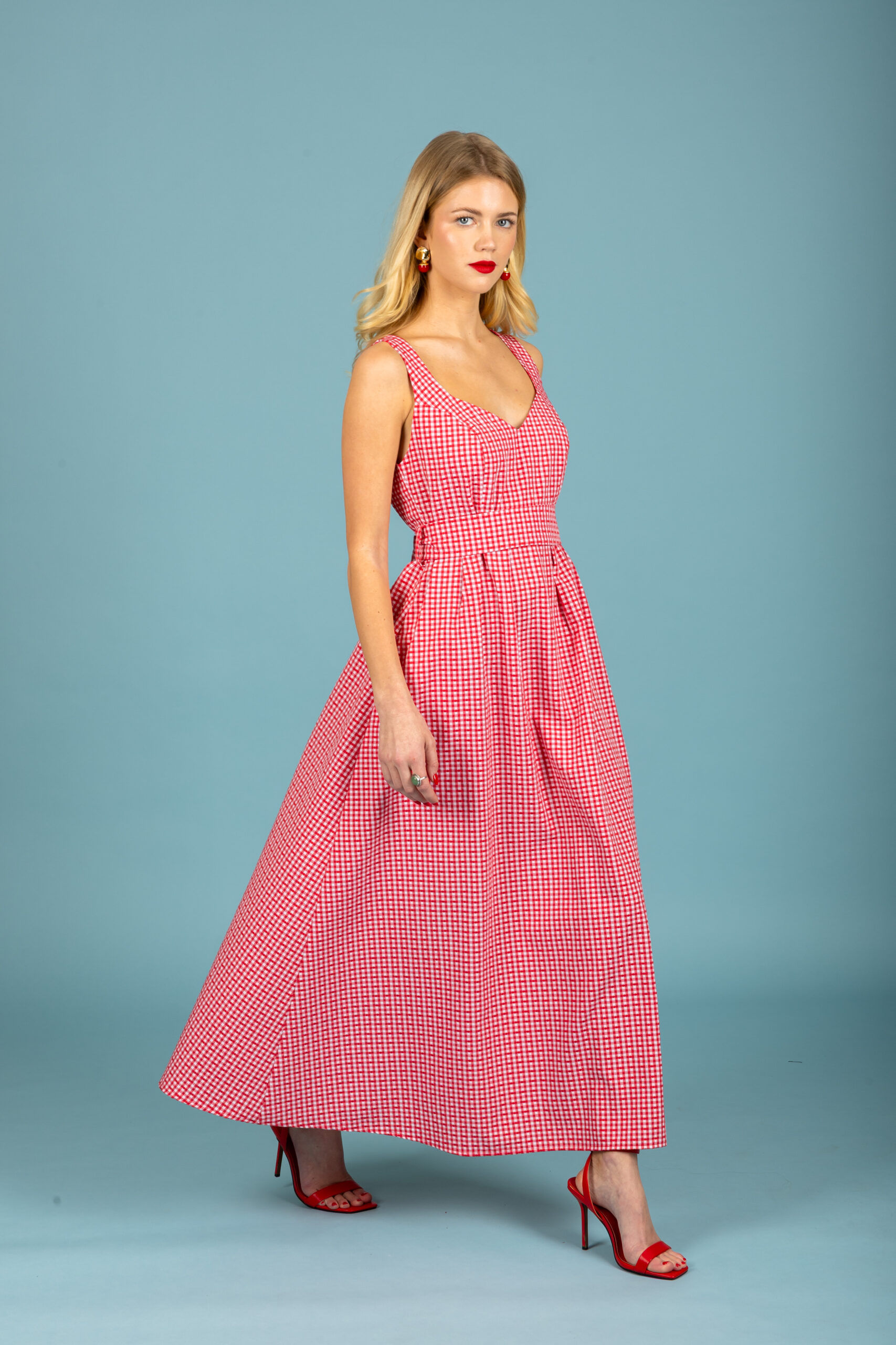 Aelia poplin dress (Red)
