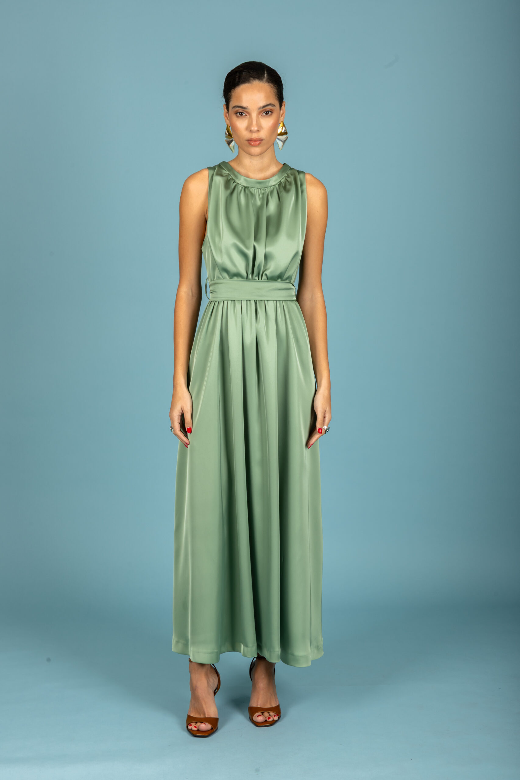 Manuel satin dress (Chaki)