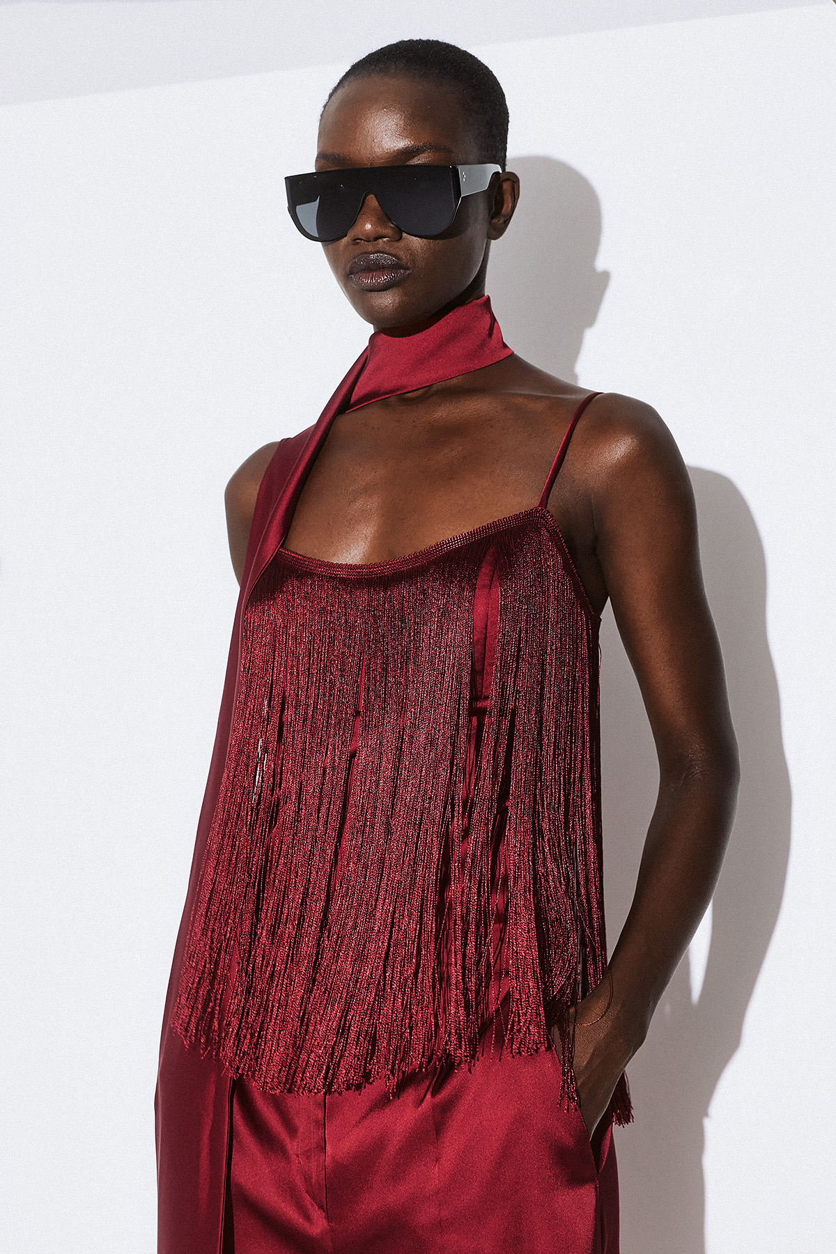 Dahlia Fringe σατεν Top