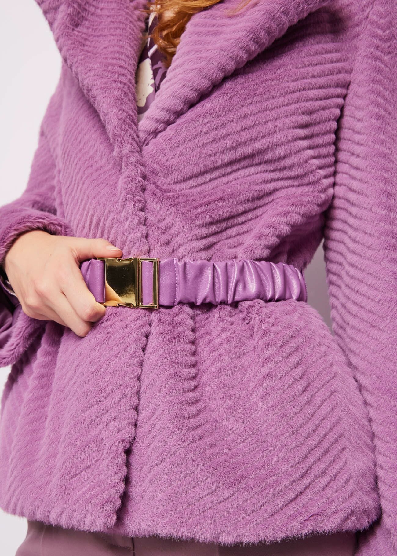 Μωβ fauxfur blazer Gaudì