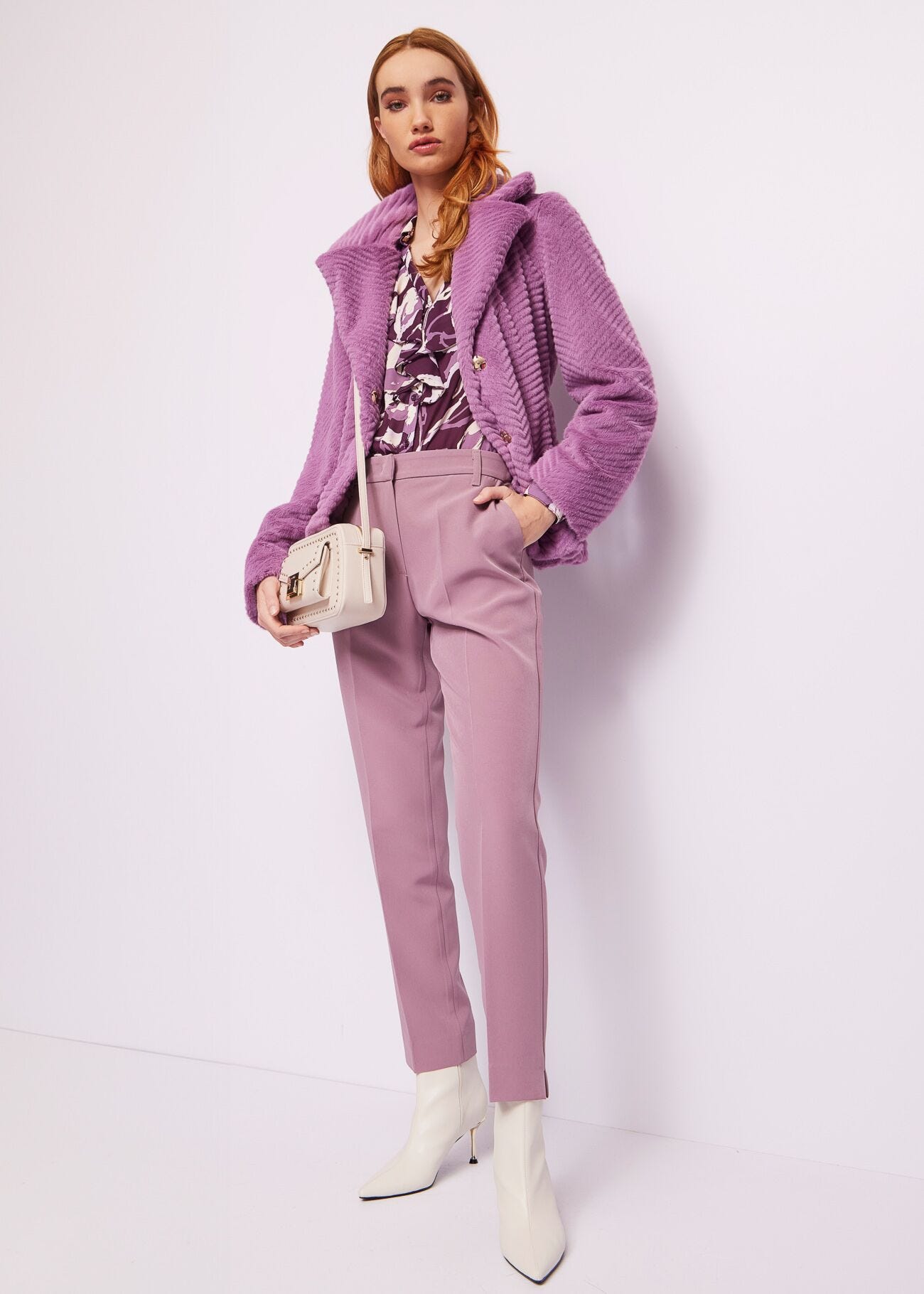 Μωβ fauxfur blazer Gaudì
