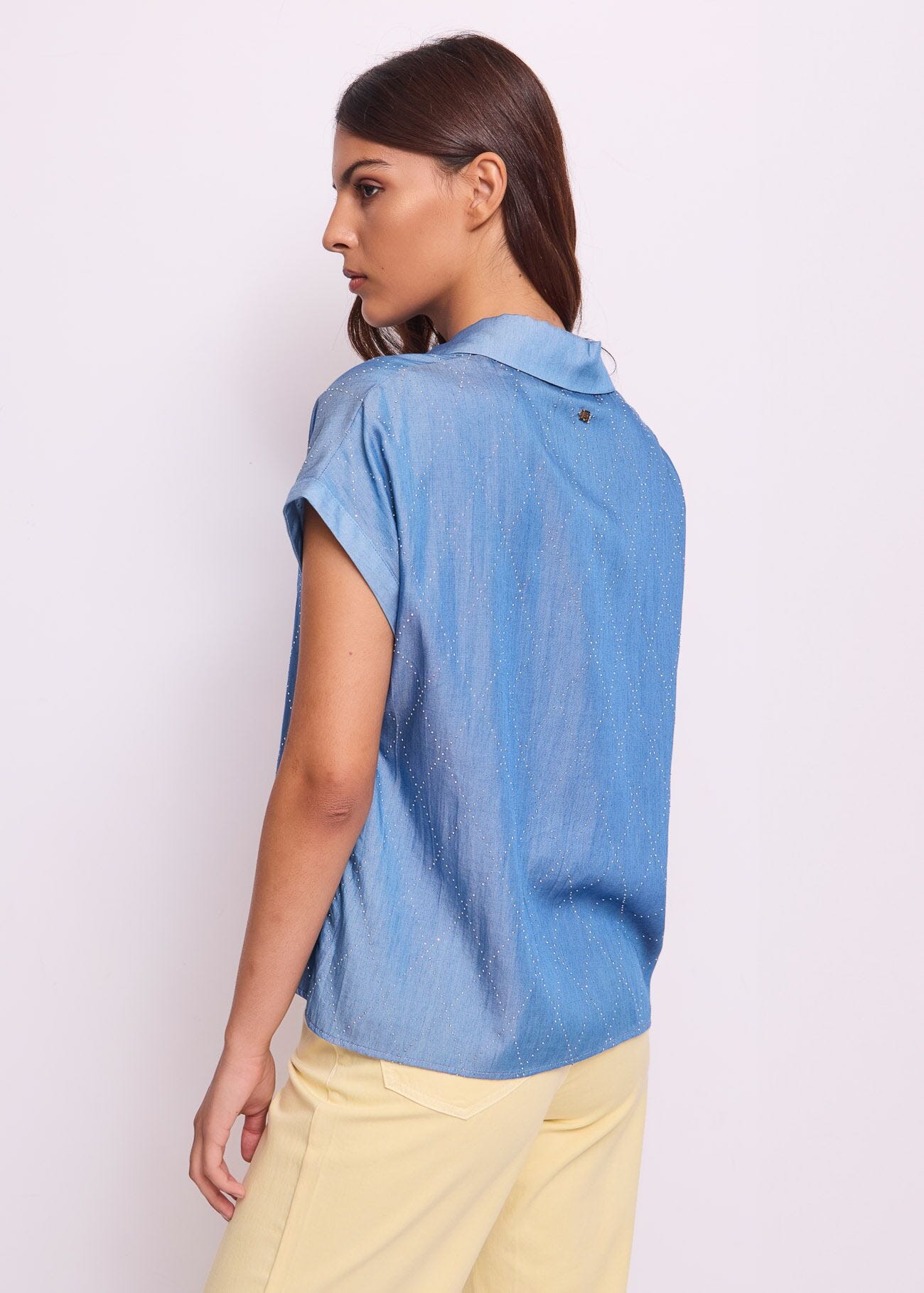 Women\'s chambray πουκάμισο με strass Gaudì