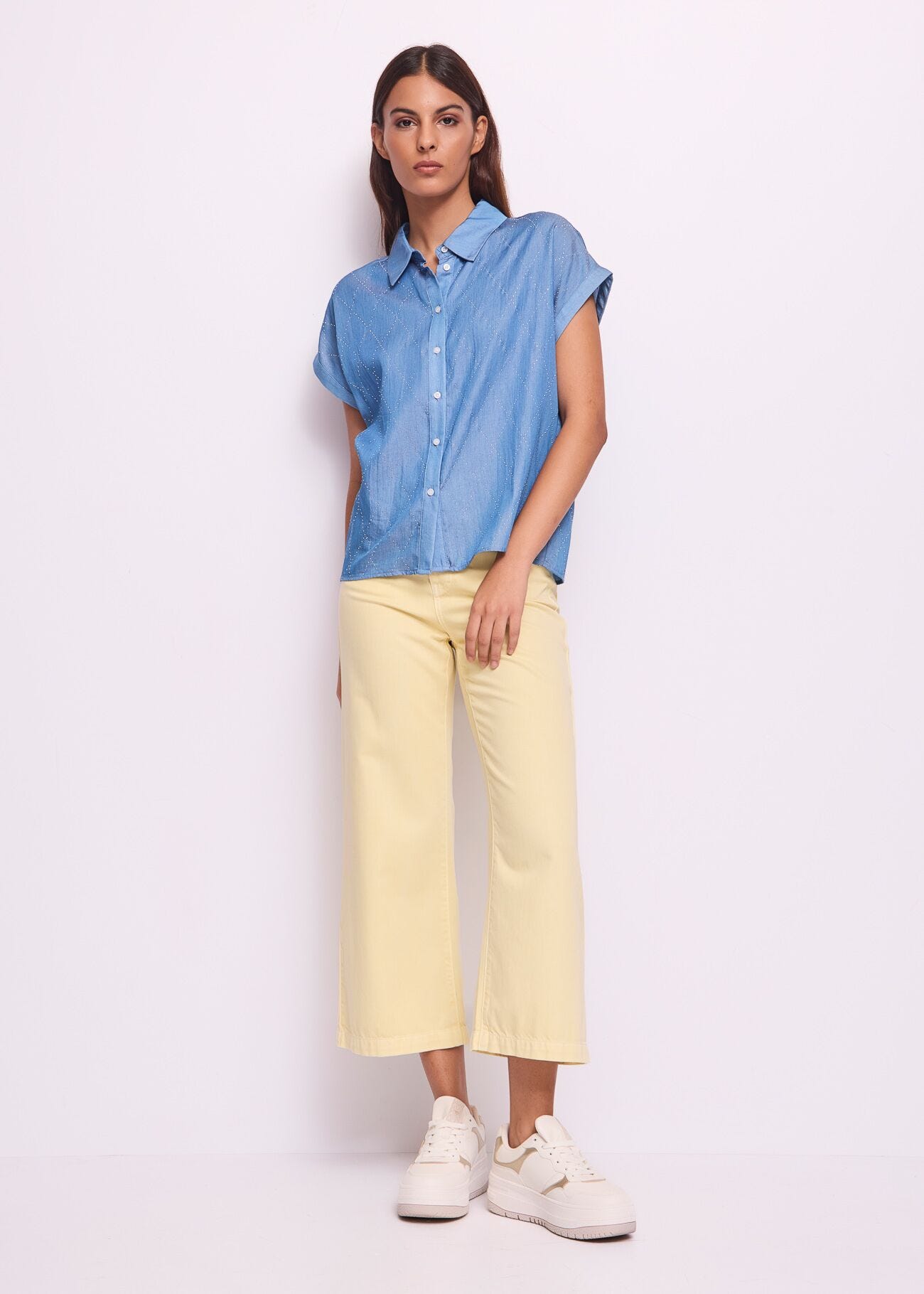 Women\'s chambray πουκάμισο με strass Gaudì
