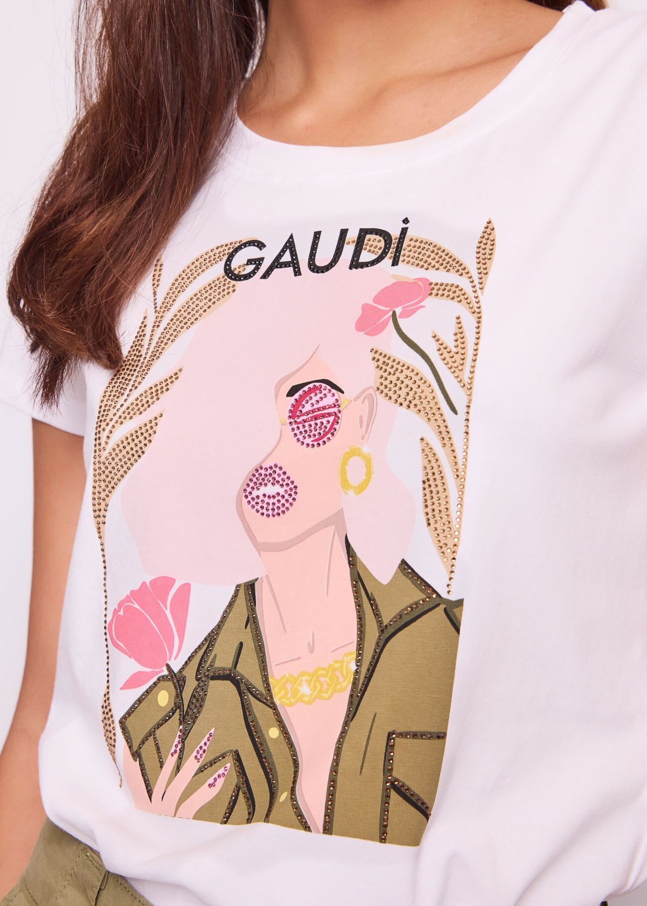 Women\'s Λευκό βαμβακερό T-shirt Gaudì
