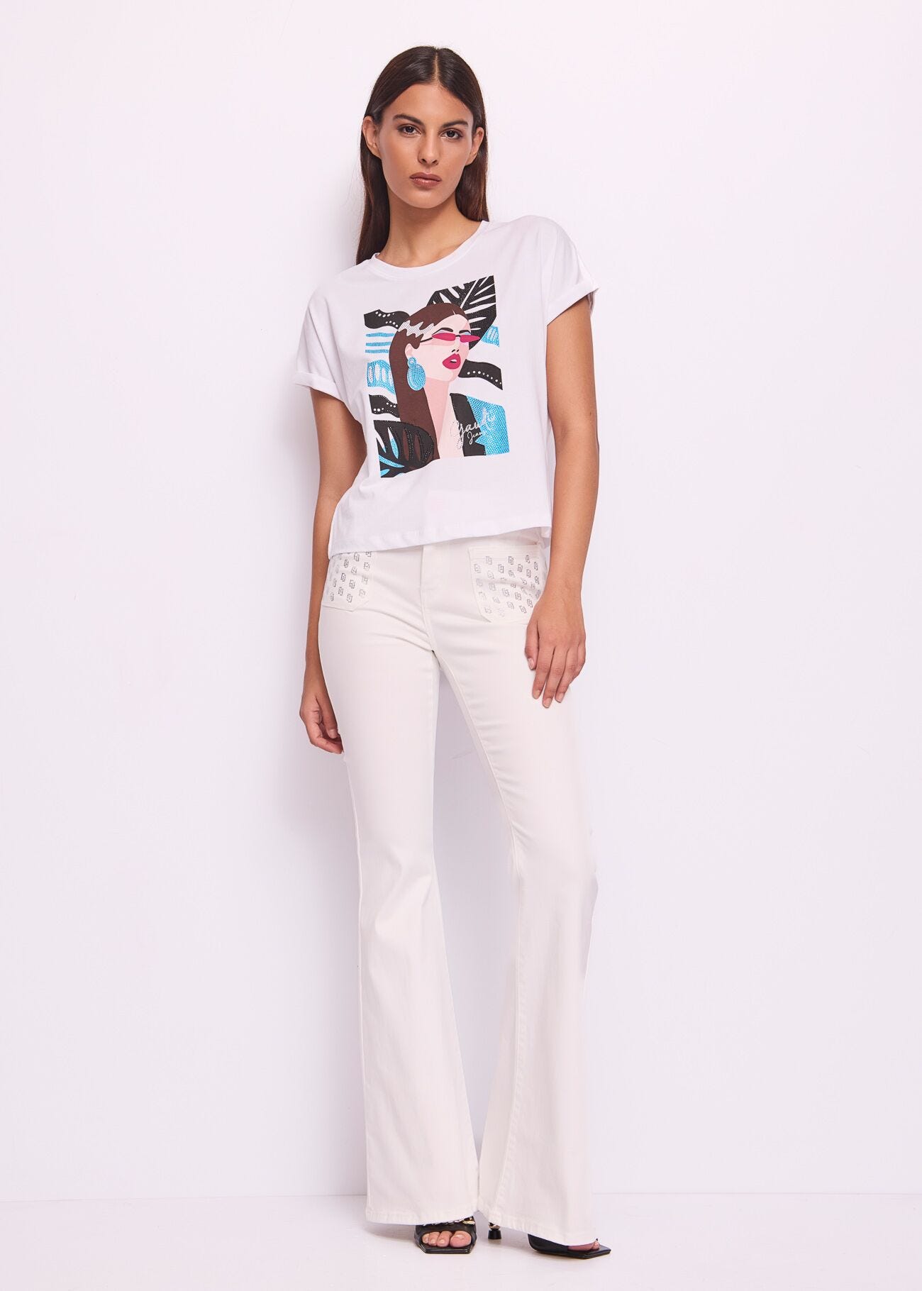 Women\'s Λευκό βαμβακερό T-shirt Gaudì
