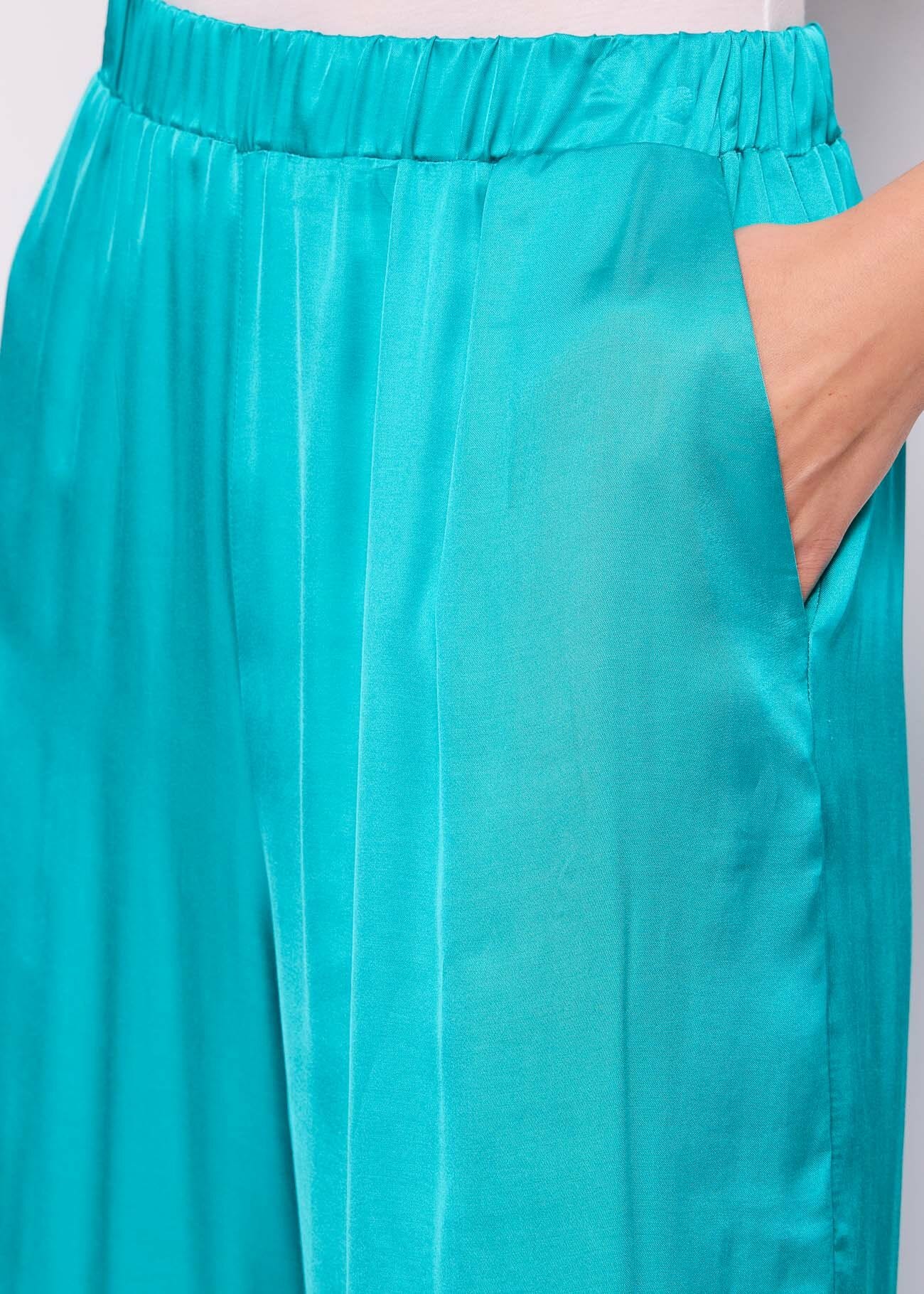 Women\'s green σατέν παντελόνι Gaudì