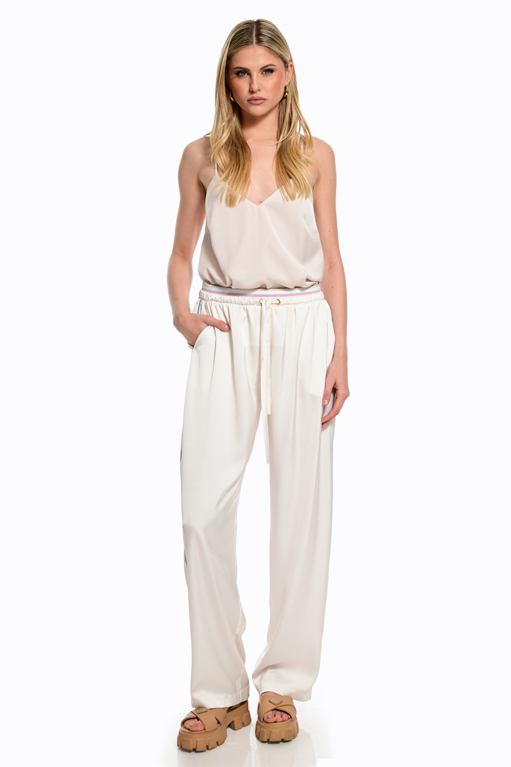 Satin Wide Leg Παντελόνι