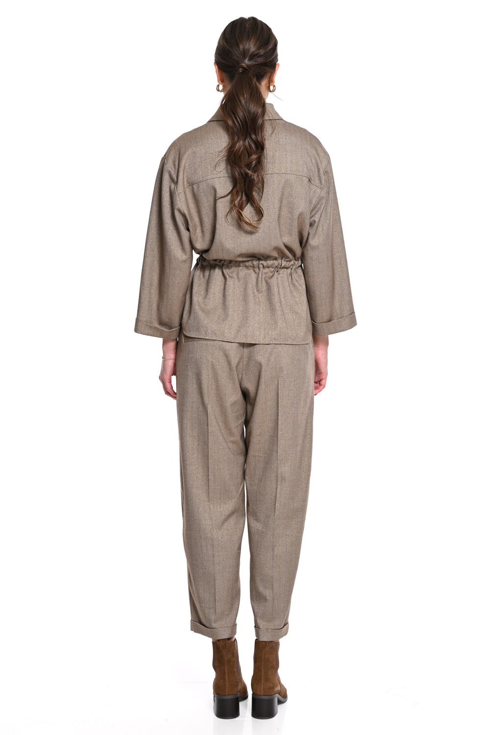 Taupe Πουκάμισο Jacket Utility με Κορδόνι