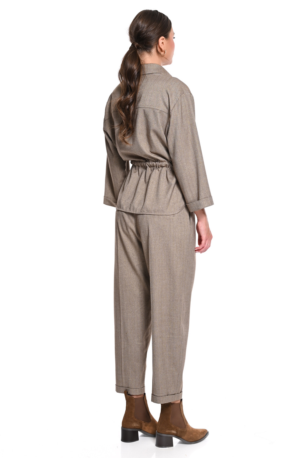 Taupe Παντελόνι Tapered Utility με Κορδόνι