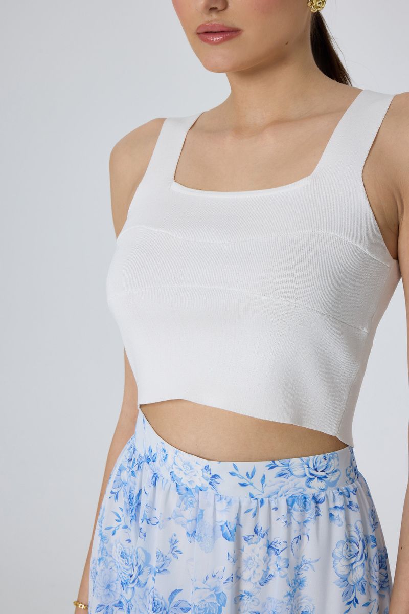 Αμάνικο Πλεκτό Cropped Τοπ από Βισκόζη COLDY