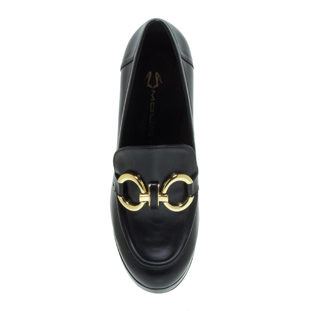 MOURTZI ΜΑΥΡΑ ΔΕΡΜΑΤΙΝΑ HEELED LOAFERS