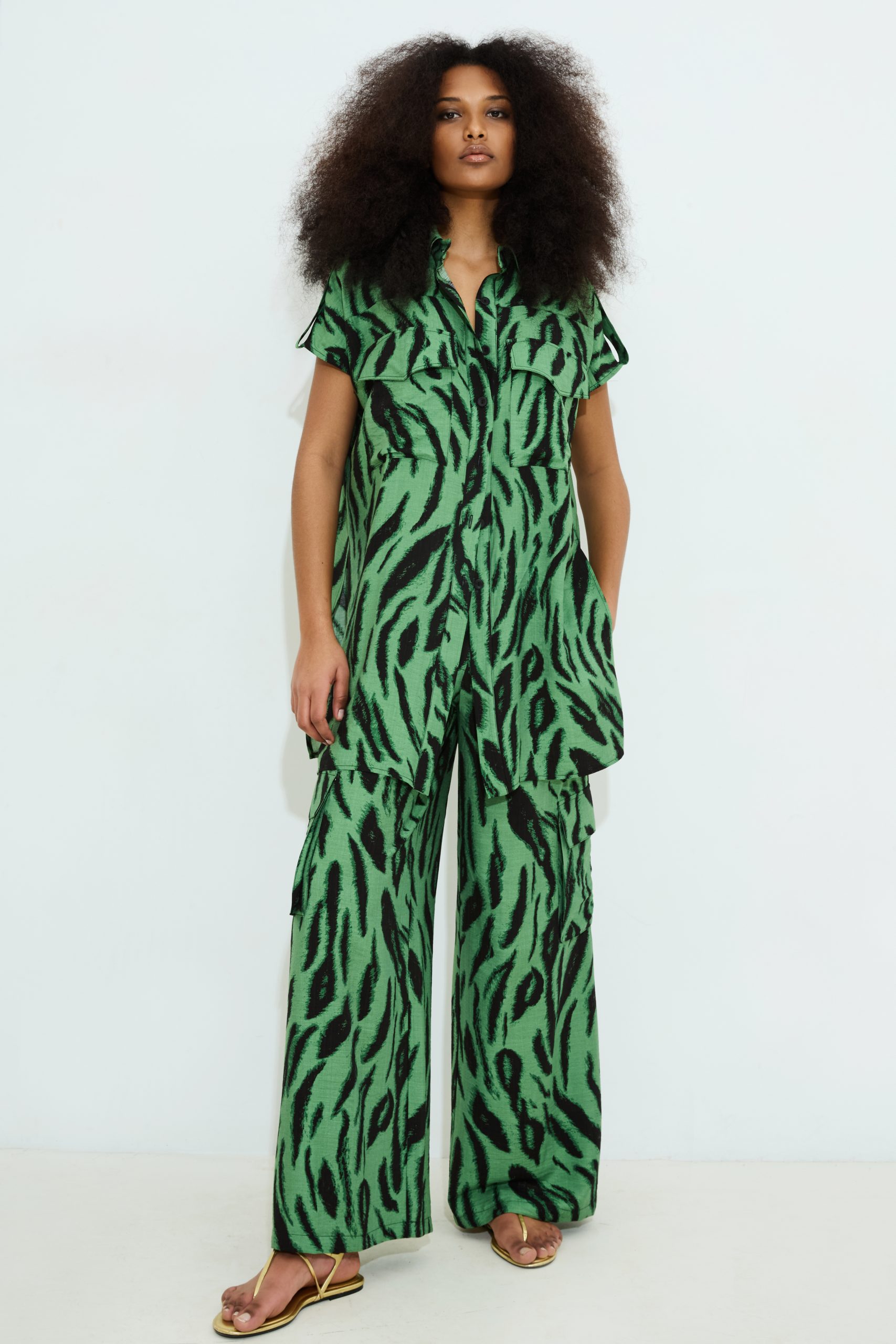 Odina Animal Print Cargo Trousers