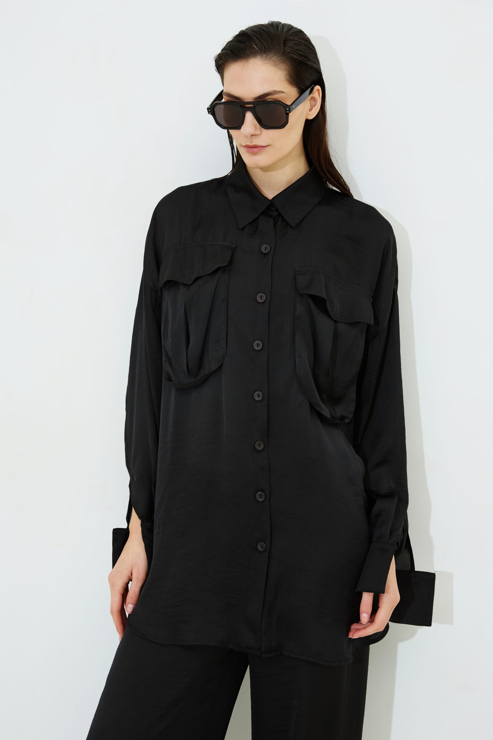 Tessa Oversize σατέν πουκάμισο