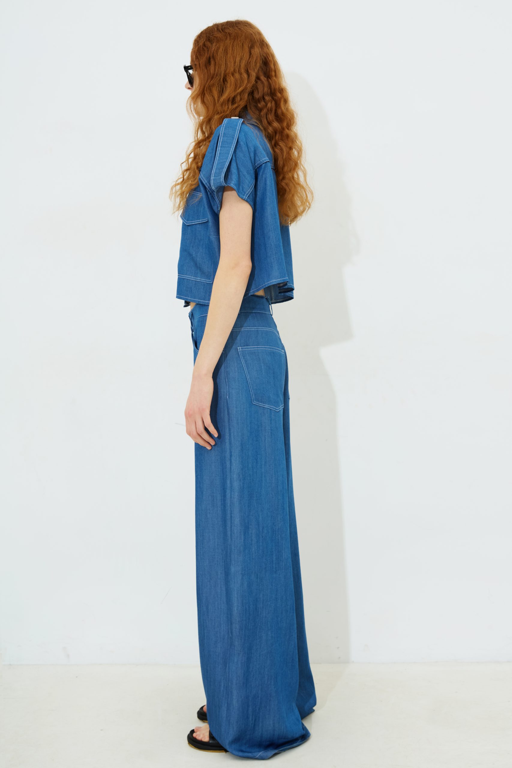 Clea Wide Leg Denim Trousers