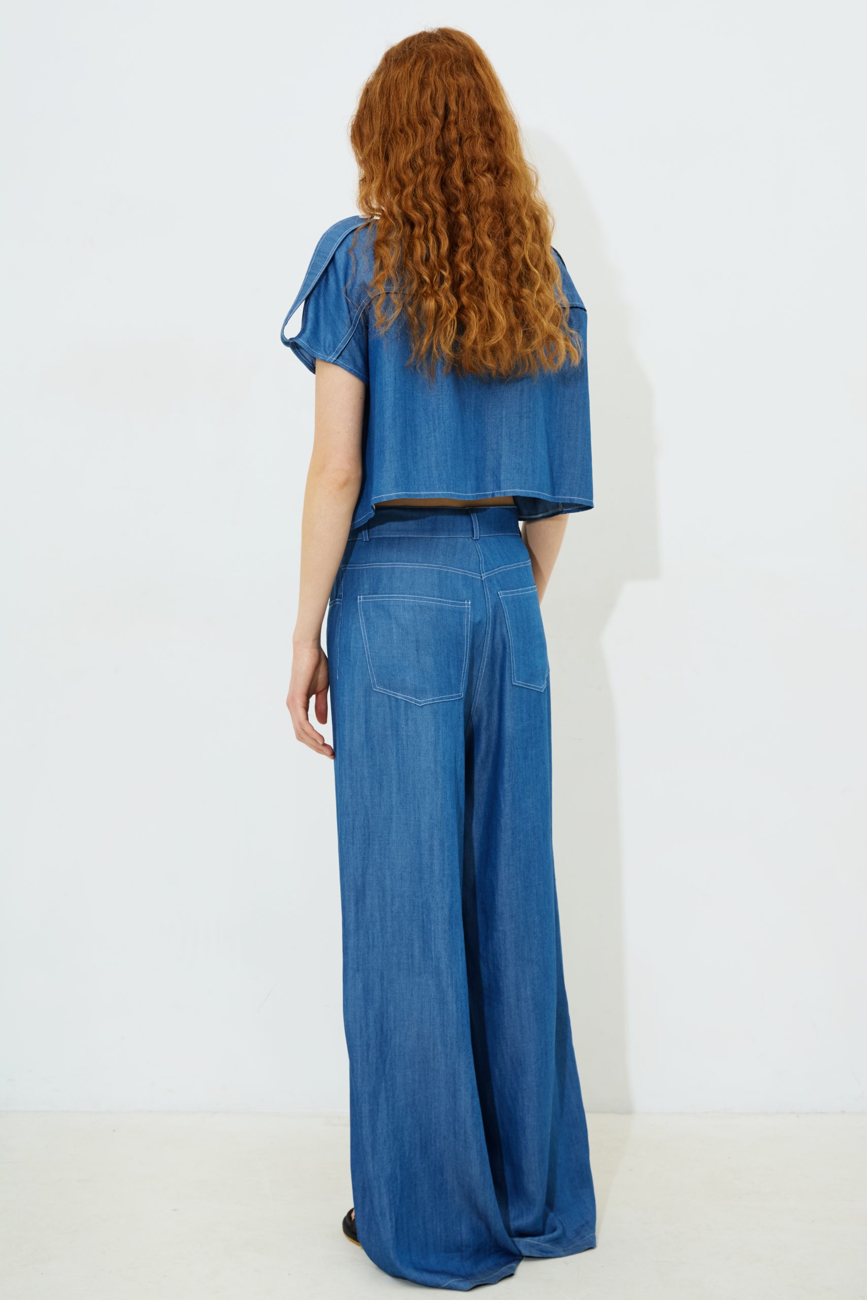 Clea Wide Leg Denim Trousers