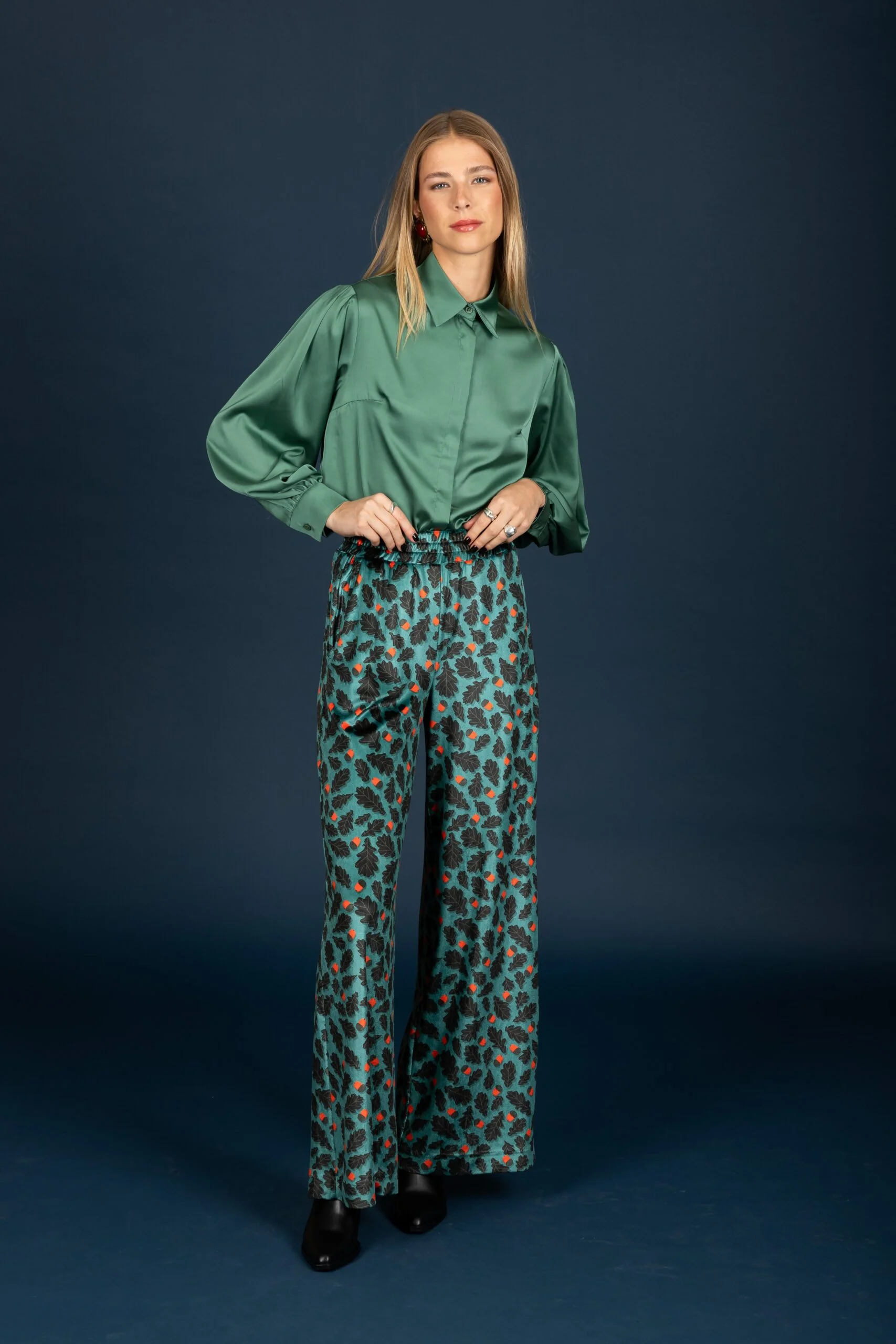 Denise satin shirt (Teal)