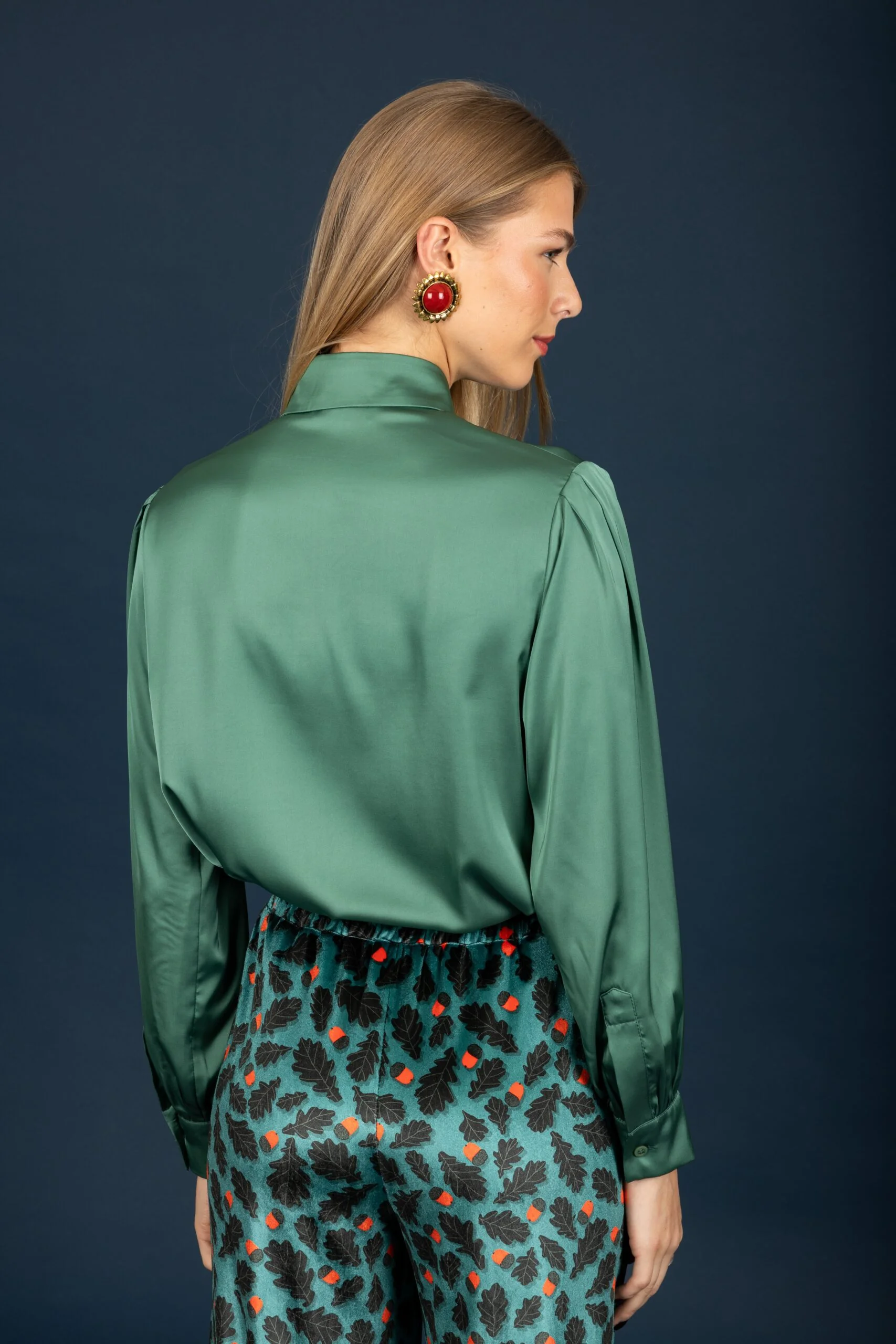 Denise satin shirt (Teal)