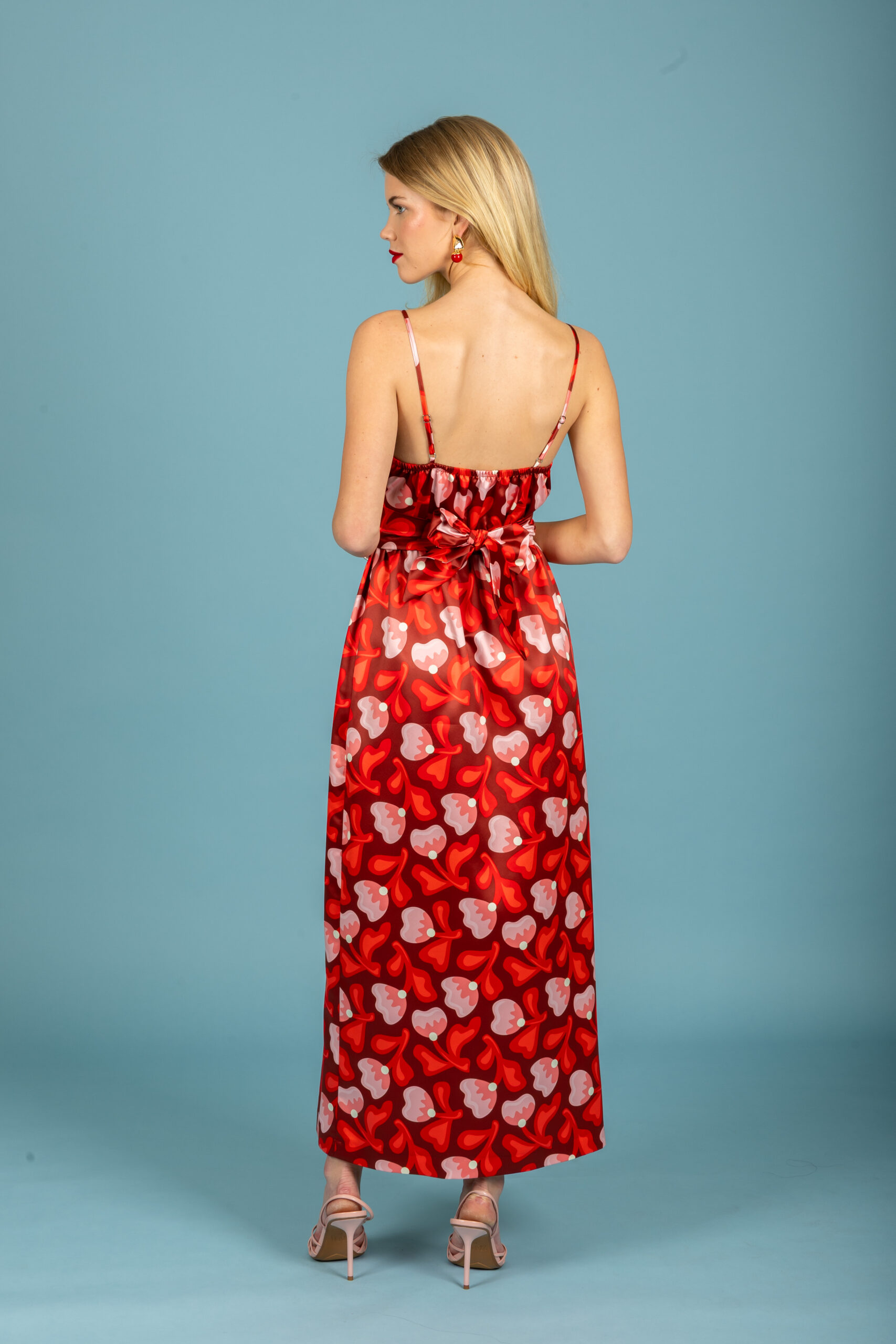 Monica satin slim dress (Red)