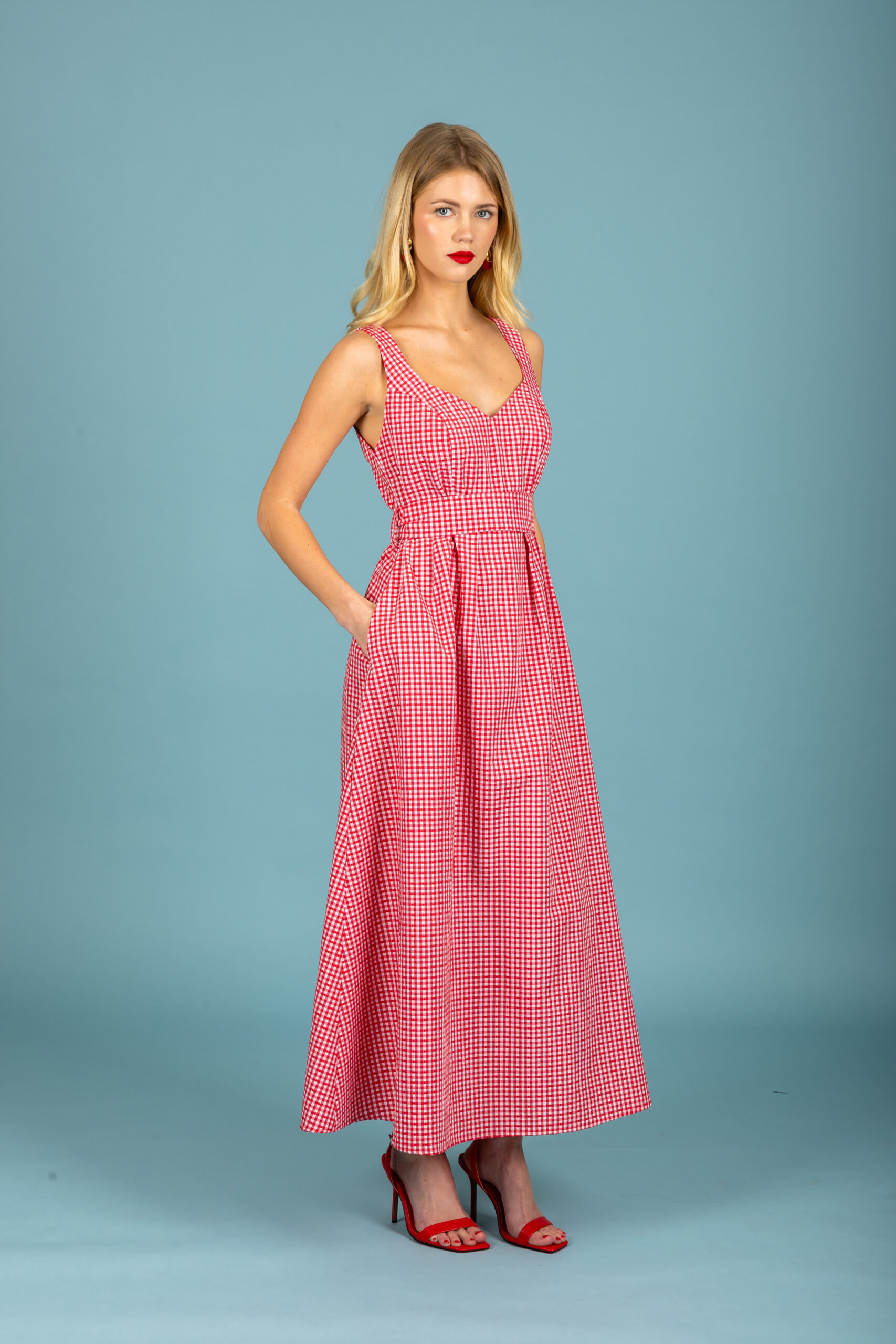 Aelia poplin dress (Red)
