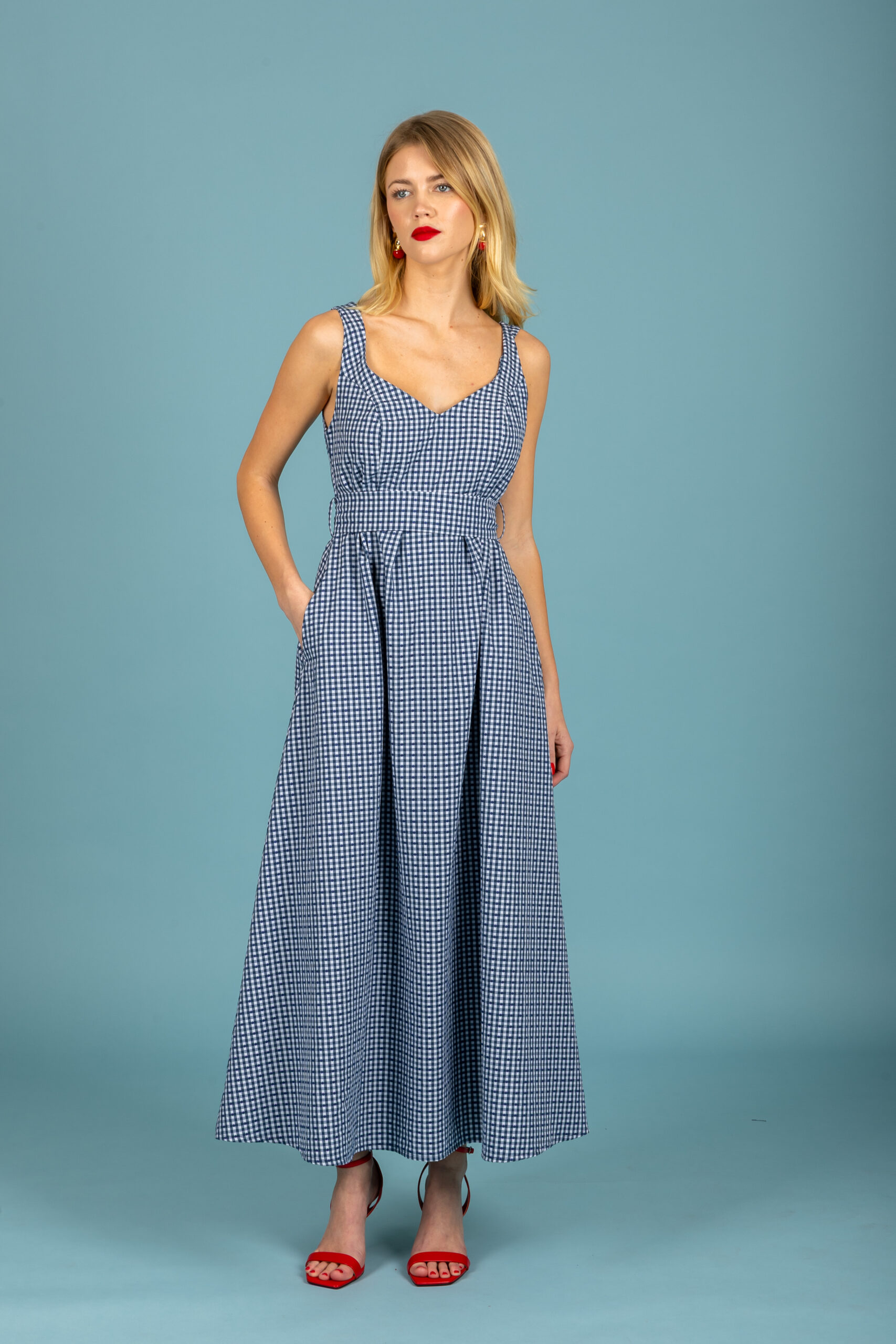 Aelia poplin dress (Blue)