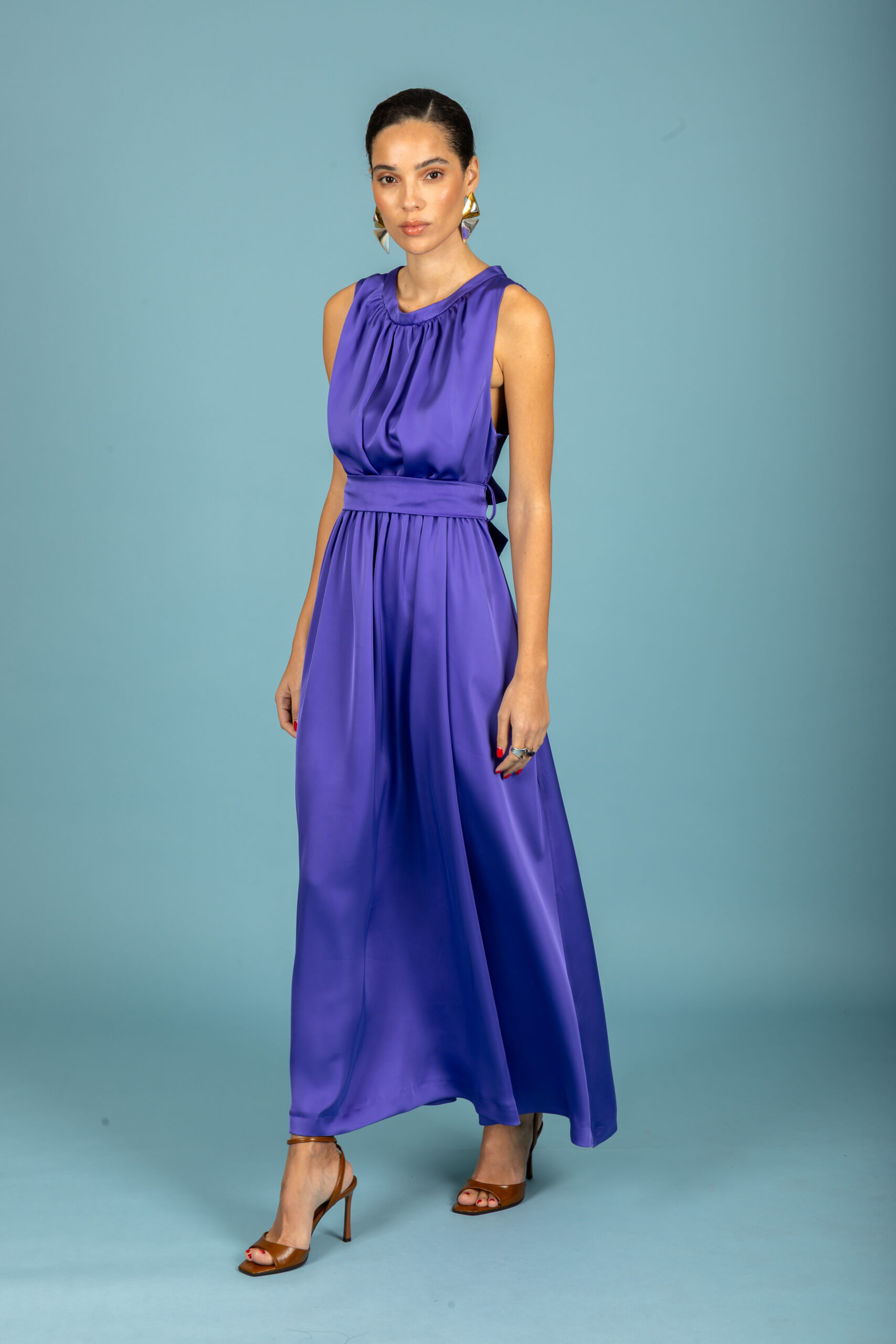 Manuel satin dress (Purple)