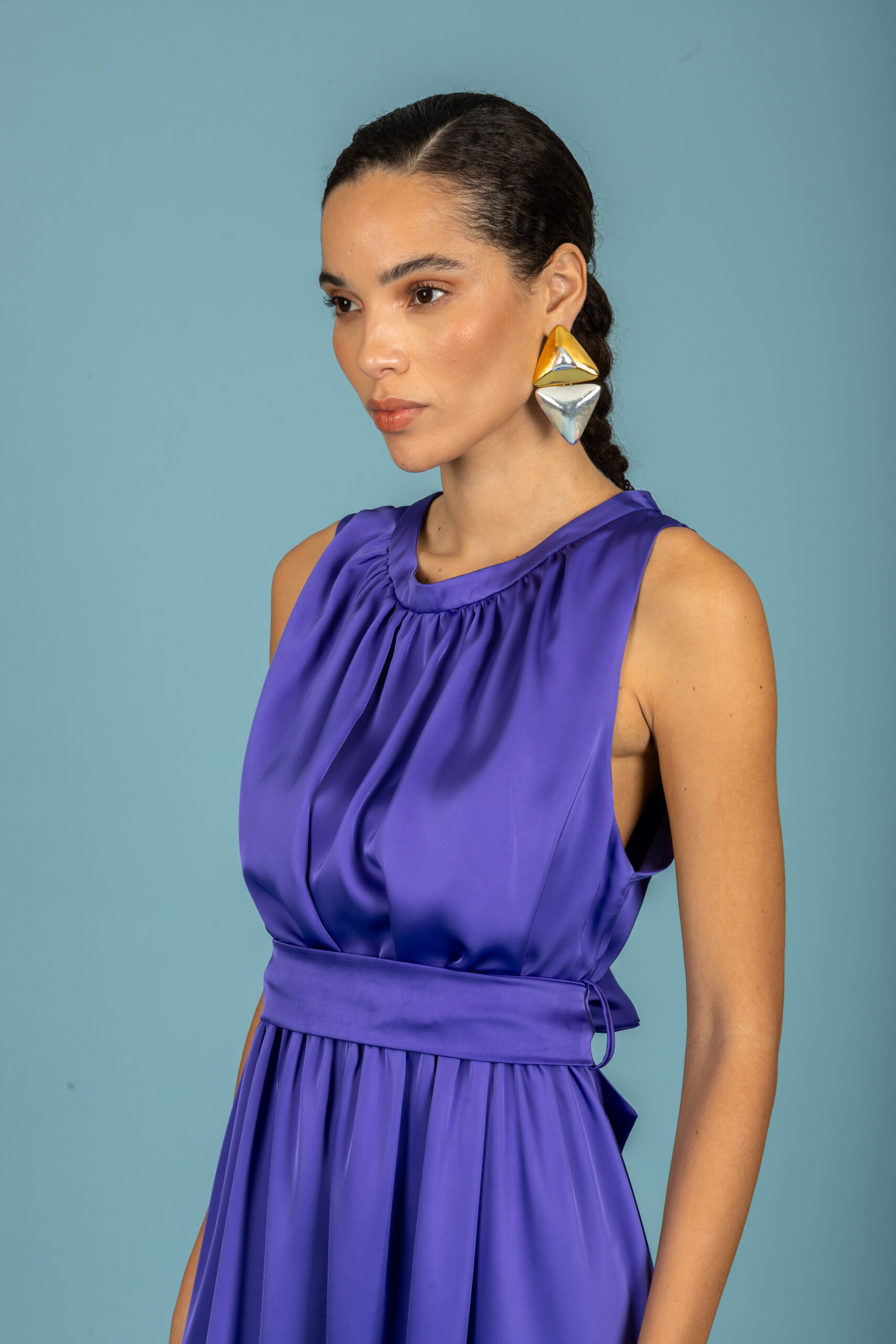 Manuel satin dress (Purple)