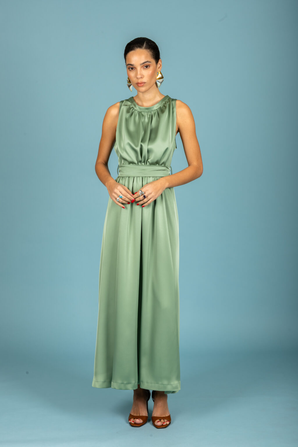 Manuel satin dress (Chaki)