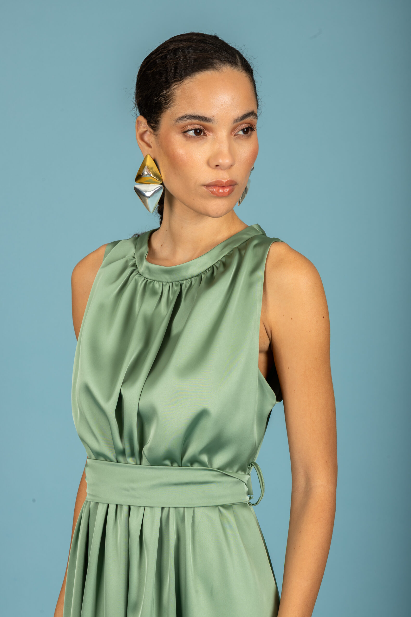 Manuel satin dress (Chaki)