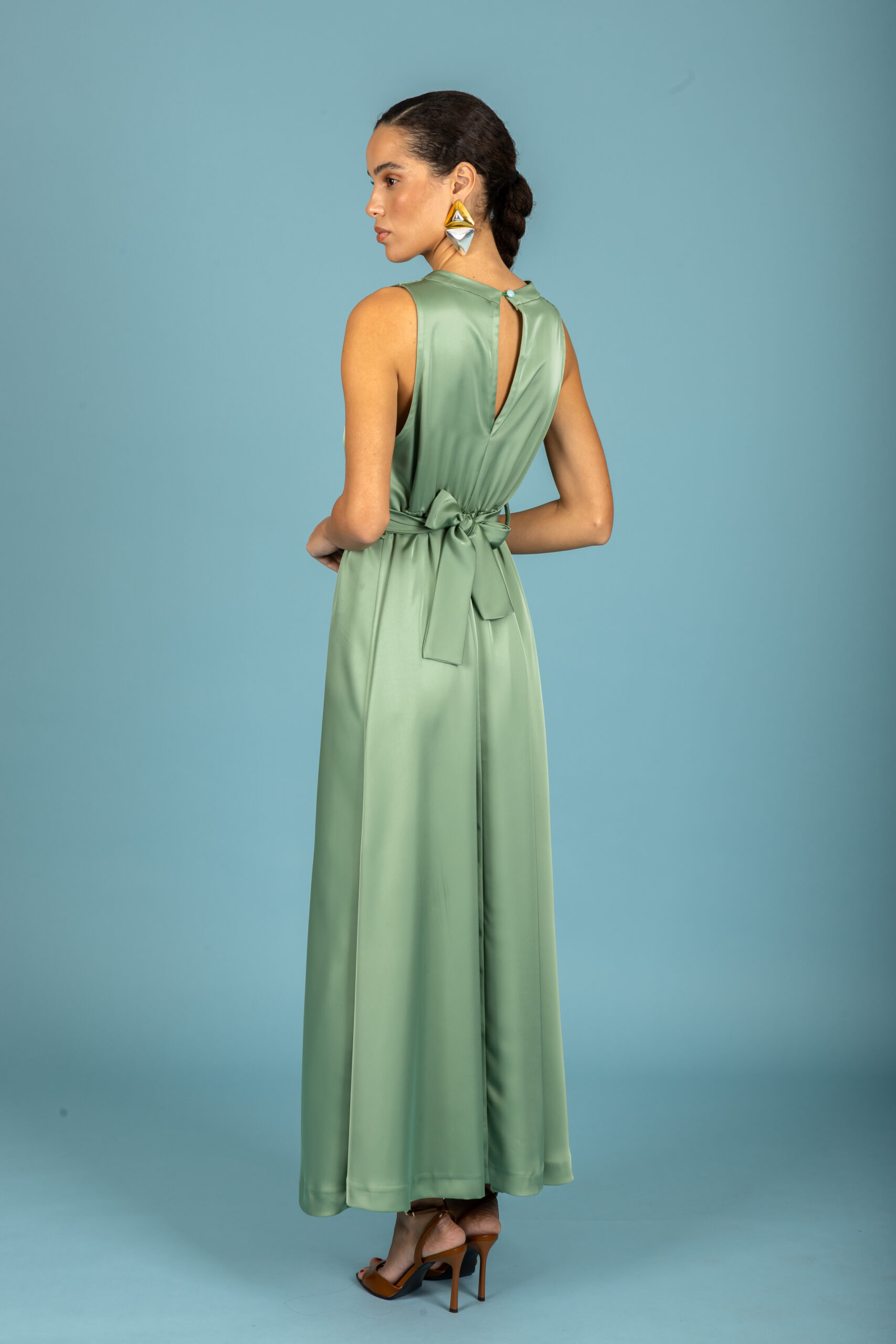 Manuel satin dress (Chaki)