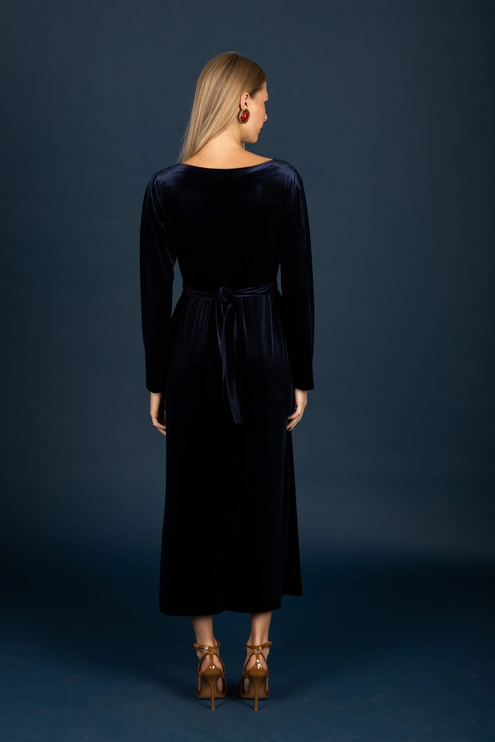 Tracey βελούδο φόρεμα (Navy)