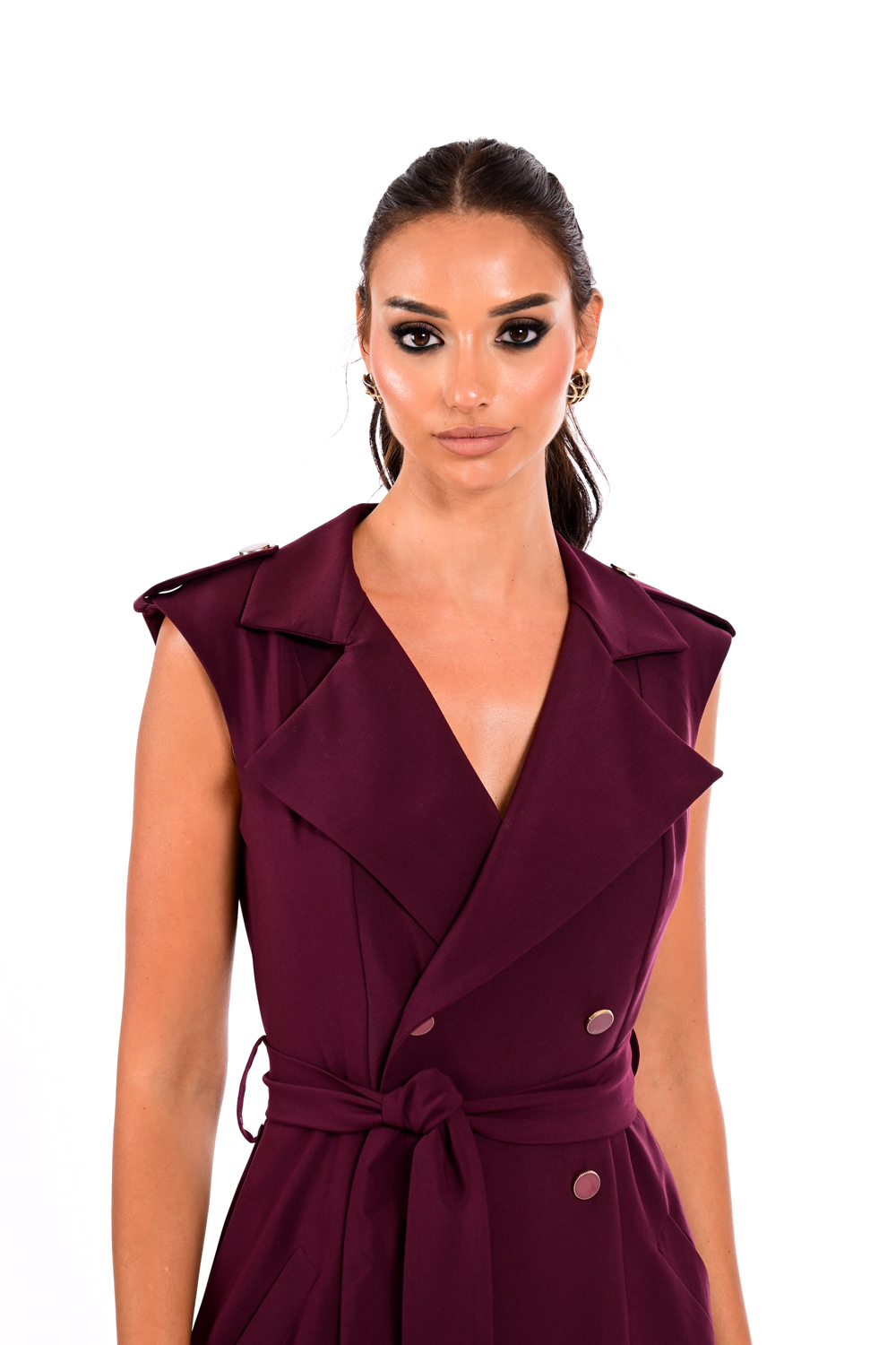 Midi Φόρεμα Blazer Style με ζώνη