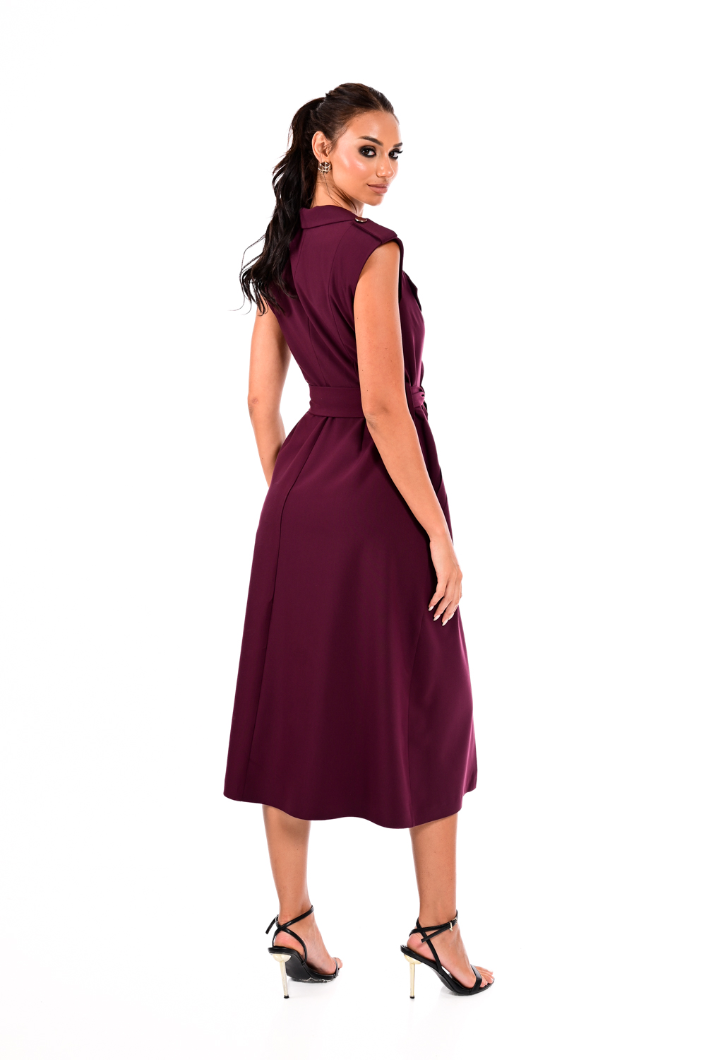 Midi Φόρεμα Blazer Style με ζώνη