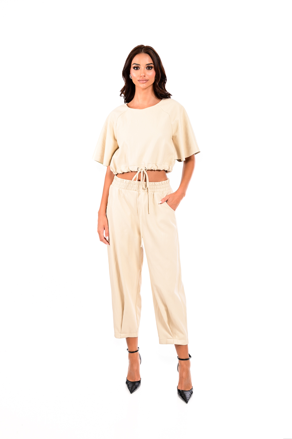 Crop Μπλούζα Δερμάτινη